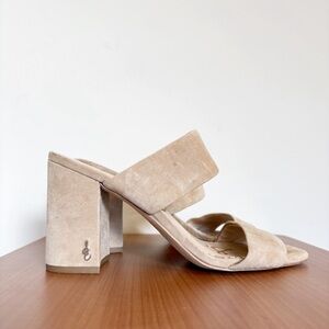Sam Edelman Delaney Heeled Sandal in Oatmeal Suede Size 7.5
